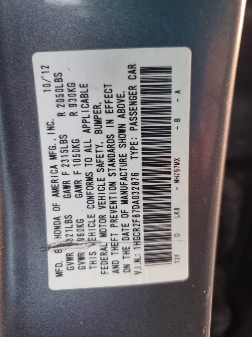 2013 HONDA ACCORD — 445873 Miles — Lot 215487 — Ind. 12 - Marhaba Auctions Used Cars - Image 10