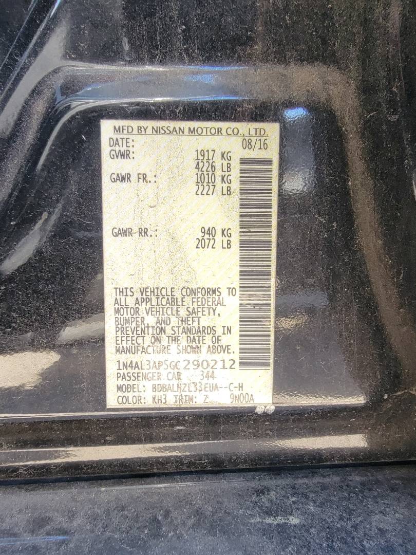 2016 NISSAN ALTIMA — 149307 Miles — Lot GC290212 — Ind. 12 - Marhaba Auctions Used Cars - Image 10