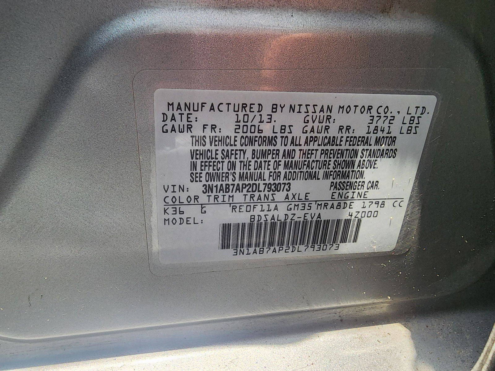 2013 NISSAN SENTRA — 182606 Miles — Lot 38599719 — Souq - Marhaba Auctions Used Cars - Image 9