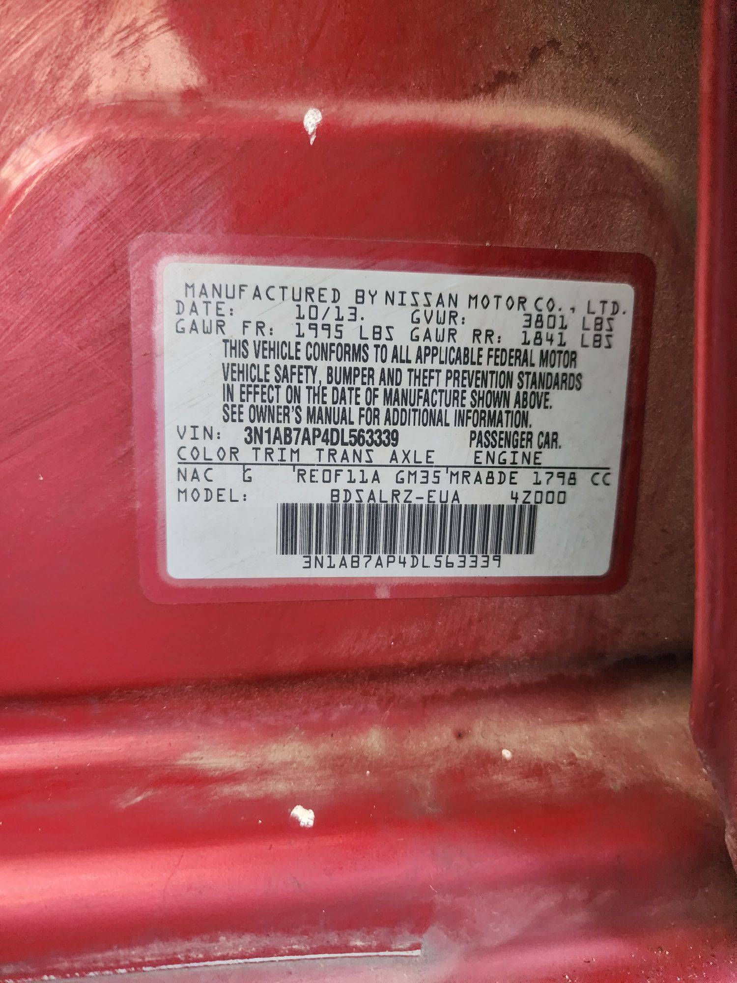 2013 NISSAN SENTRA — 140190 Miles — Lot P4DL563339 — Souq - Marhaba Auctions Used Cars - Image 10