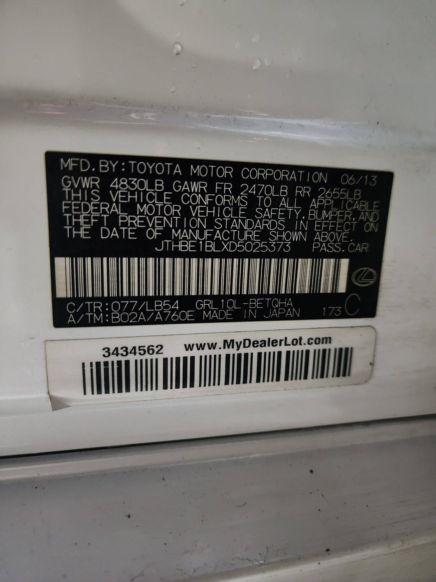 LEXUS GS 350 2013 - Marhaba Auction Used Cars - Image 11