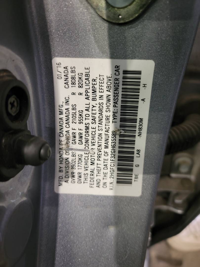 2016 HONDA CIVIC — 173474 Miles — Lot 35589 — Main - Marhaba Auctions Used Cars - Image 11