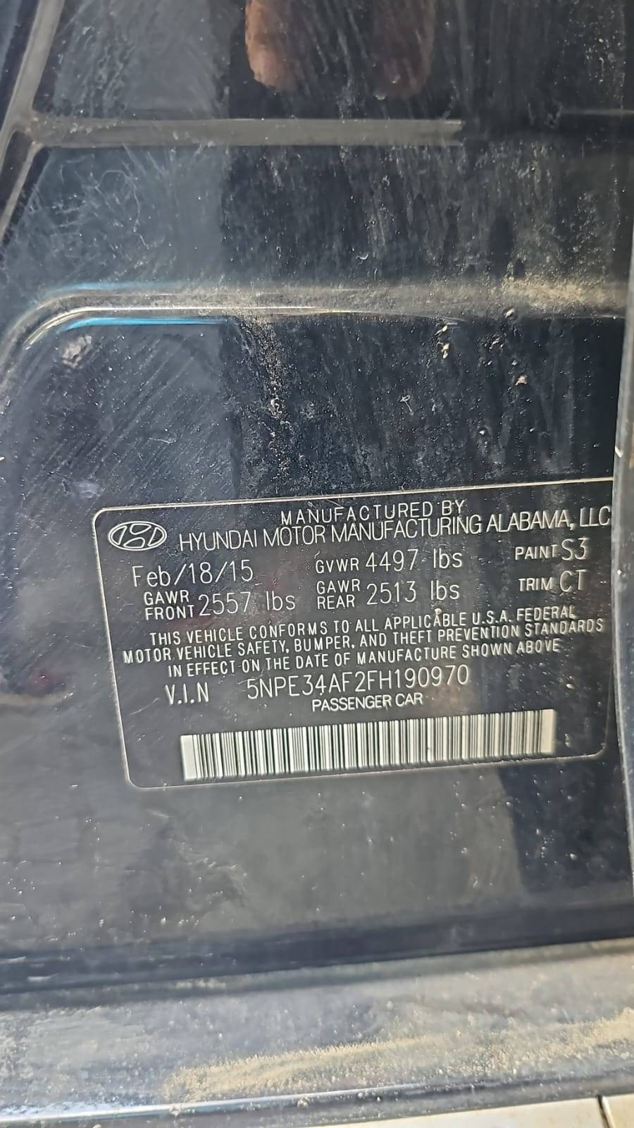 HYUNDAI SONATA 2015 - Marhaba Auction Used Cars - Image 3