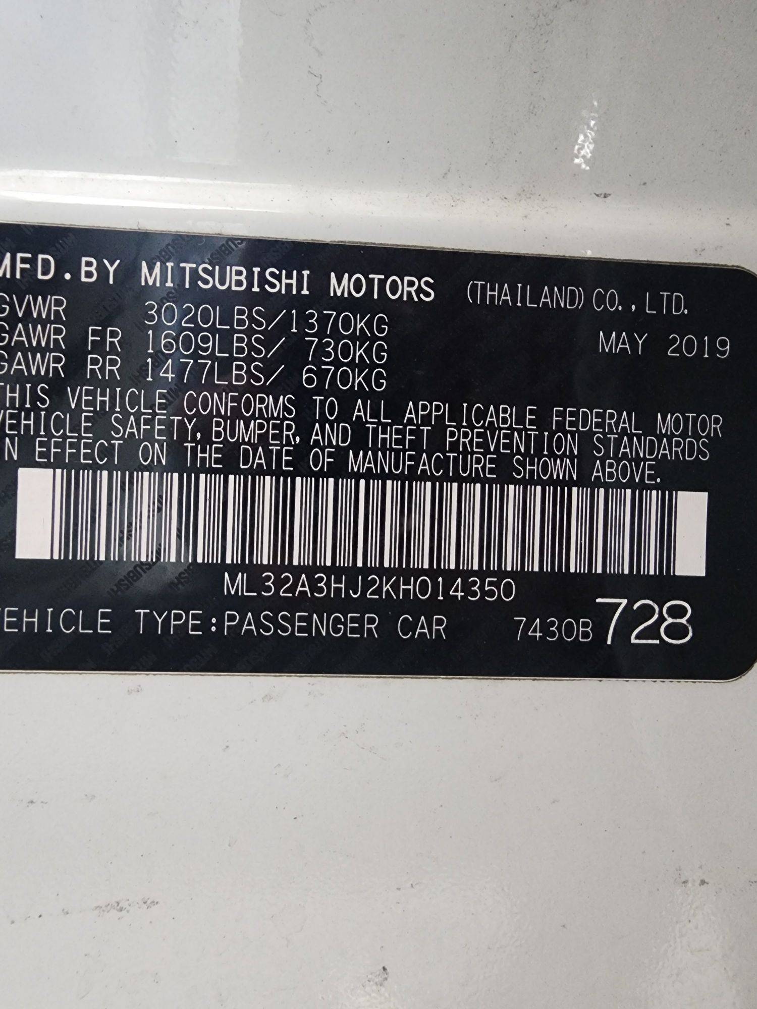2019 MITSUBISHI MIRAGE — 44369 Miles — Lot 1642223 — Ind. 12 - Marhaba Auctions Used Cars - Image 10