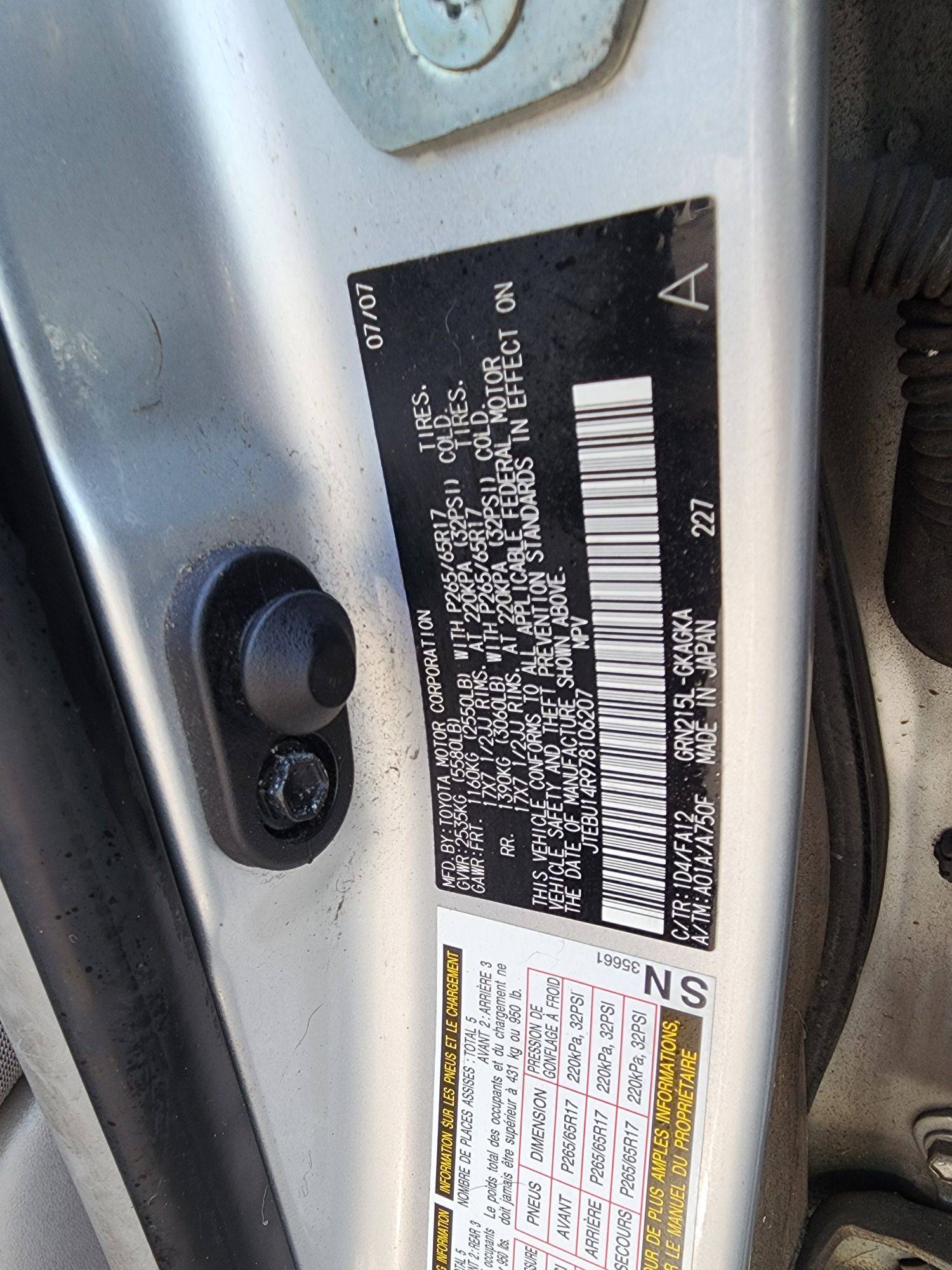 2007 TOYOTA 4RUNNER SR5 — 161163 Miles — Lot 39362461 — Souq - Marhaba Auctions Used Cars - Image 10