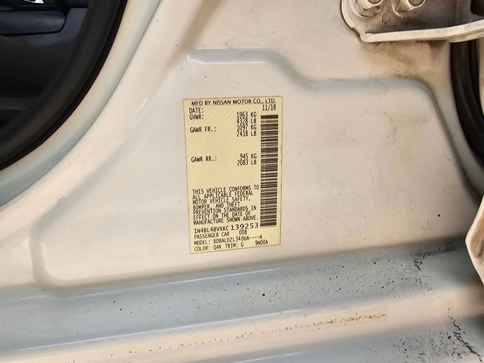 2019 NISSAN ALTIMA — 148137 Miles — Lot 80258875 — Main - Marhaba Auctions Used Cars - Image 9