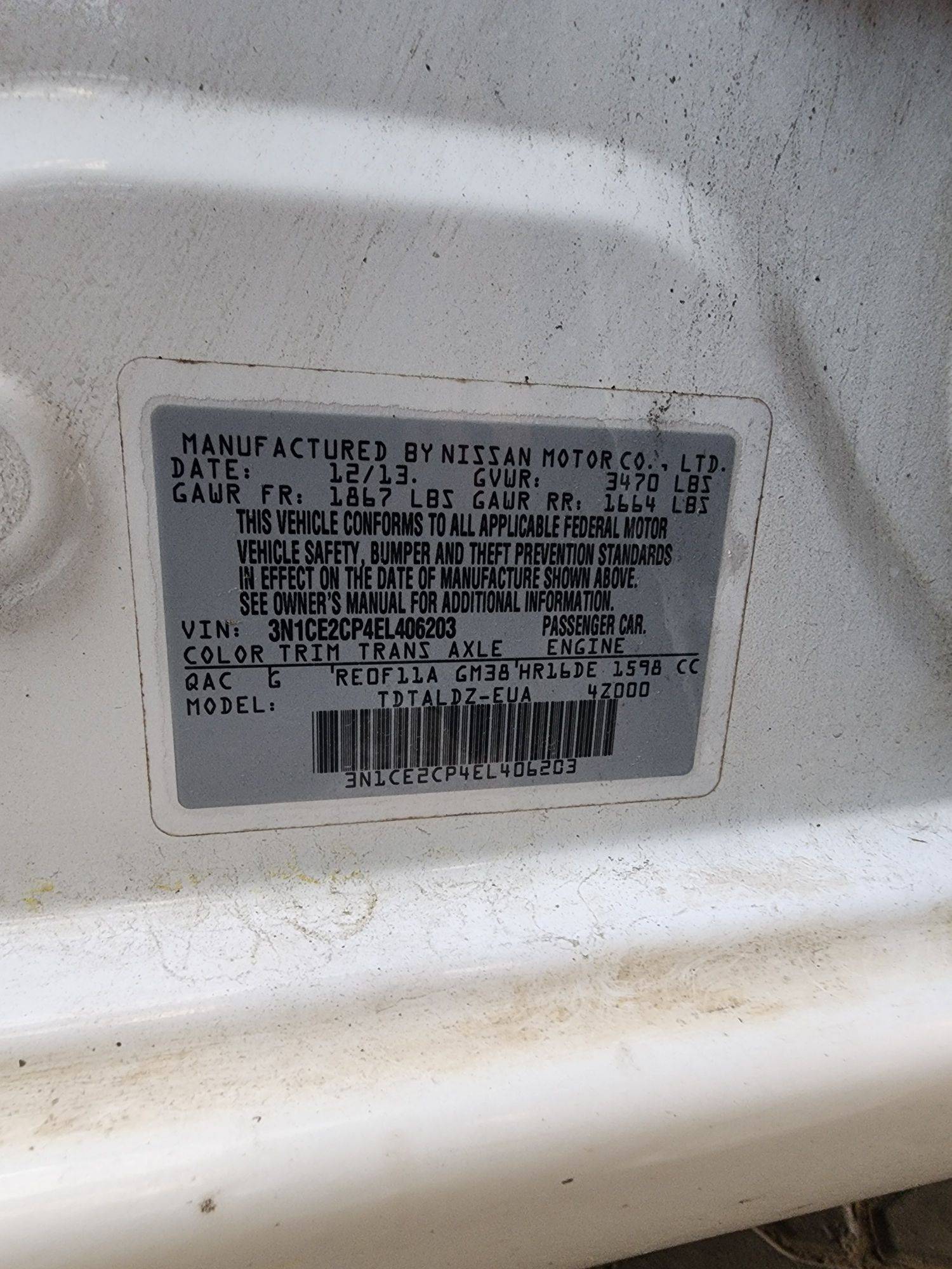 2014 NISSAN VERSA NOTE — 184668 Miles — Lot 6203 — Souq - Marhaba Auctions Used Cars - Image 9