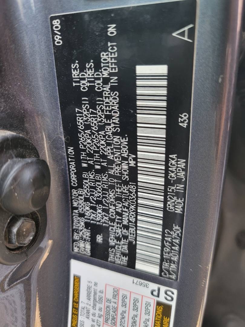 2009 TOYOTA 4RUNNER — 284678 Miles — Lot K036481 — Ind. 12 - Marhaba Auctions Used Cars - Image 6