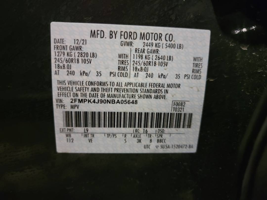 2022 FORD EDGE — 22240 Miles — Lot BA05648 - Marhaba Auctions Used Cars - Image 9