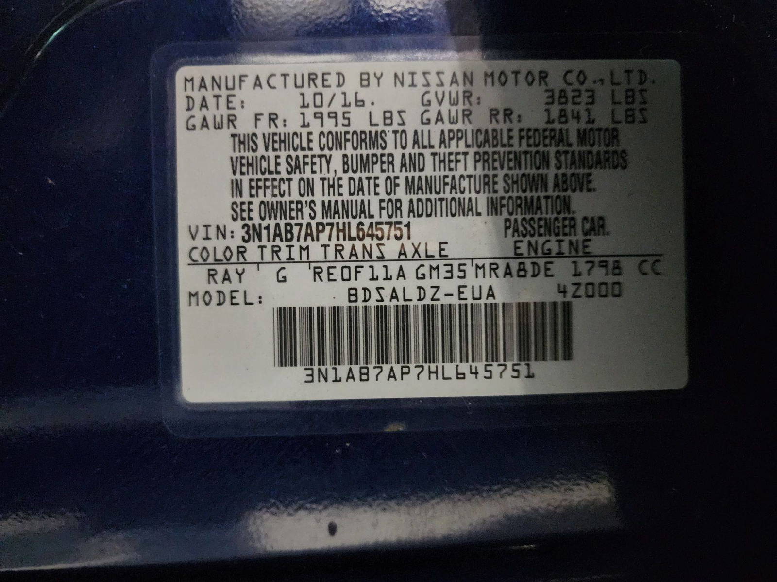 2017 NISSAN SENTRA — 111325 Miles — Lot 125487 — Al Quoz - Marhaba Auctions Used Cars - Image 9