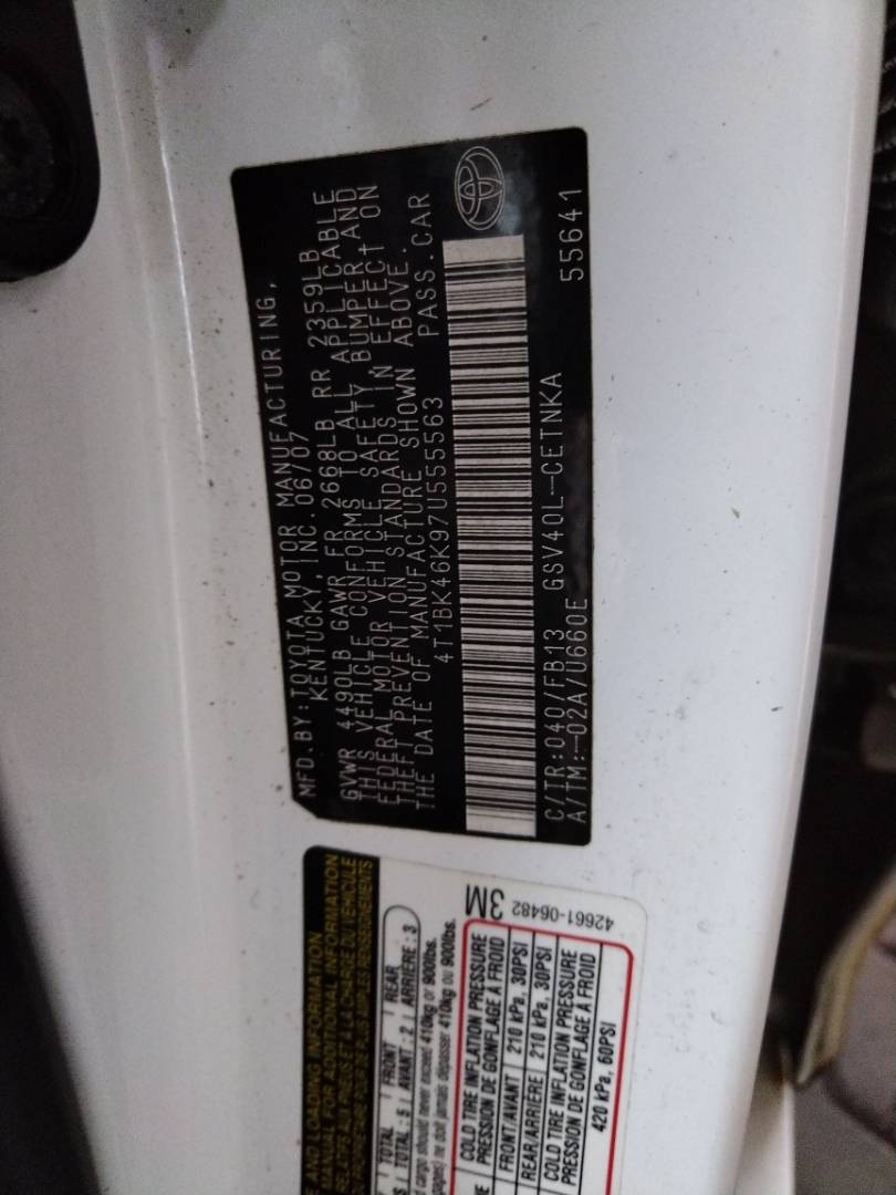 2007 TOYOTA CAMRY — 247528 Miles — Lot 37967863 - Marhaba Auctions Used Cars - Image 3