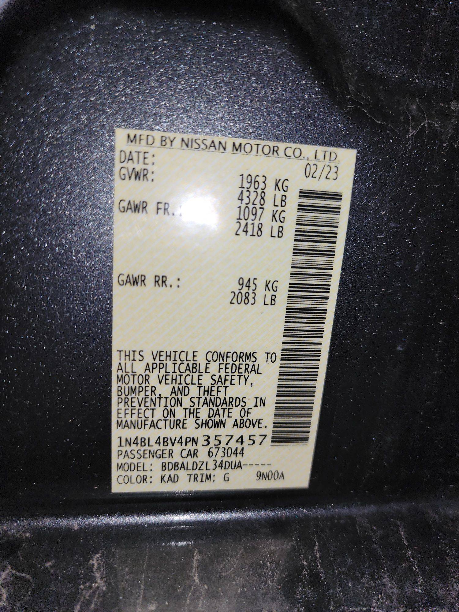 2023 NISSAN ALTIMA — 46976 Miles — Lot N357457 — Main - Marhaba Auctions Used Cars - Image 10
