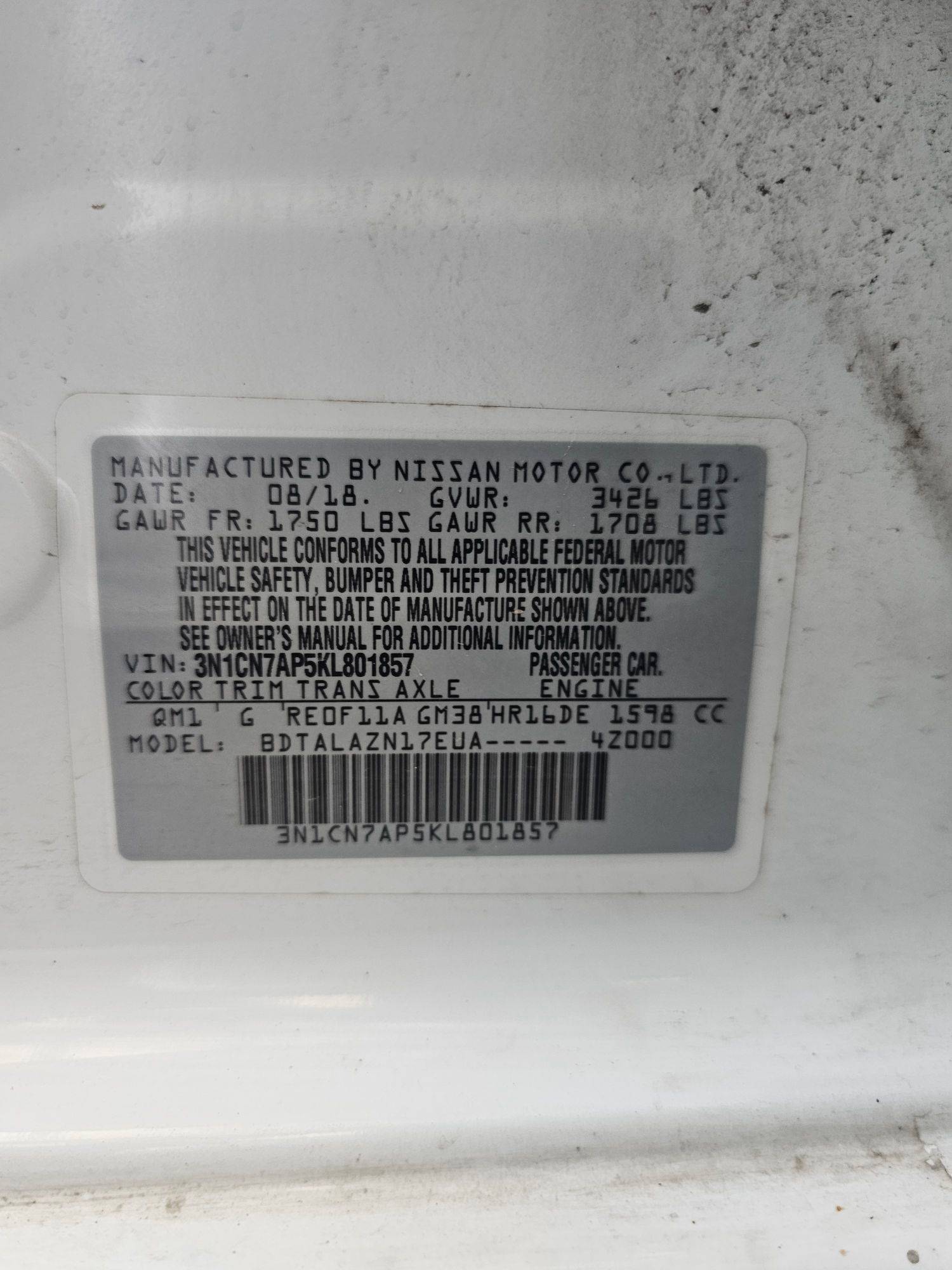 NISSAN VERSA 2019 - Marhaba Auction Used Cars - Image 10