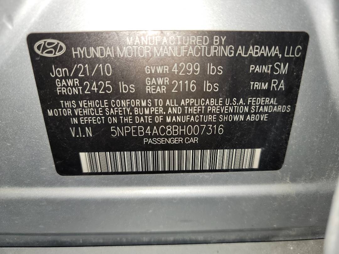2011 HYUNDAI SONATA — 205280 Miles — Lot H007316 - Marhaba Auctions Used Cars - Image 10