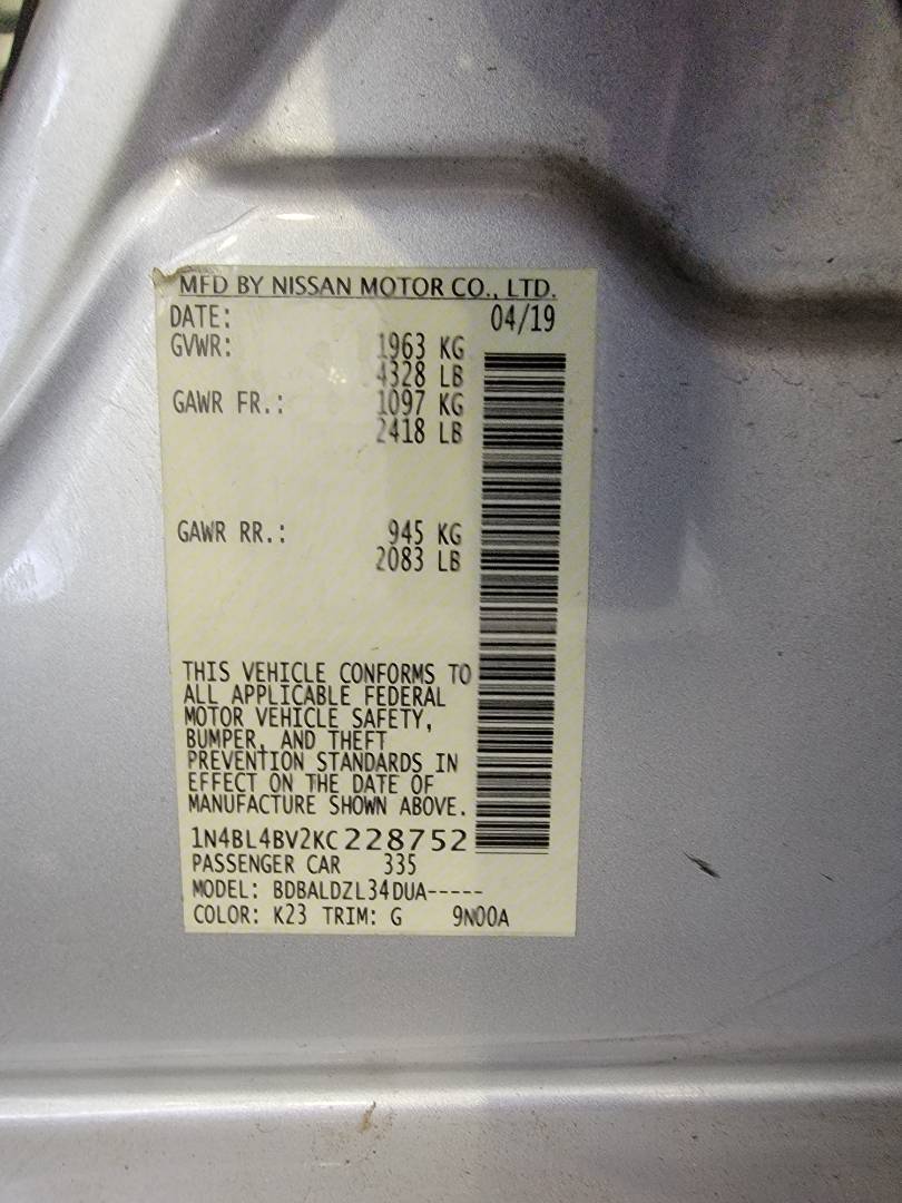 2019 NISSAN ALTIMA — 94195 Miles — Lot 57491364 — Souq - Marhaba Auctions Used Cars - Image 8