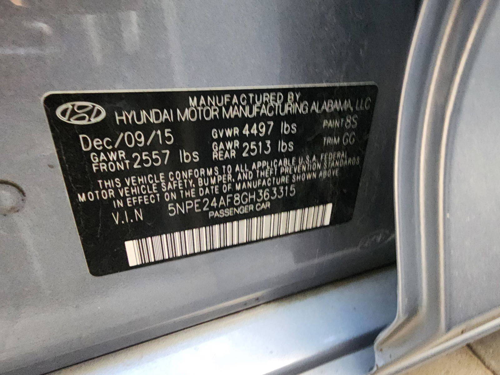 2016 HYUNDAI SONATA — 199686 Miles — Lot 64778774 — Al Quoz - Marhaba Auctions Used Cars - Image 9