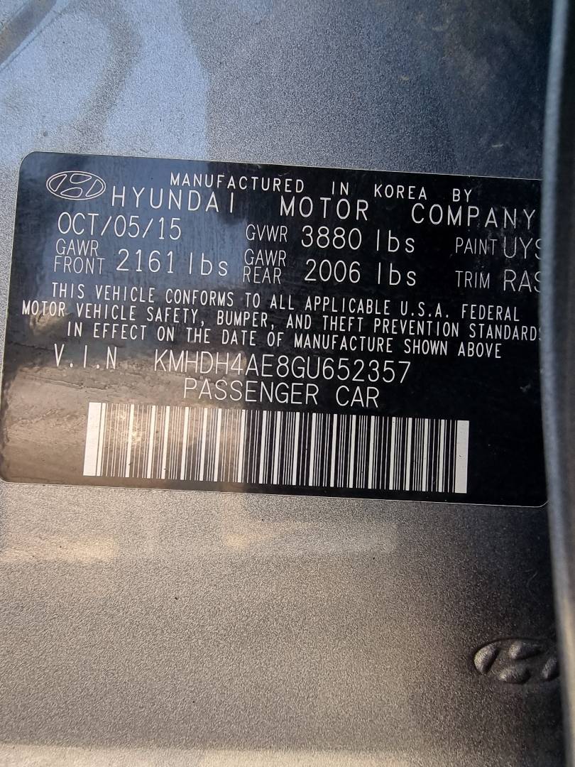 2016 HYUNDAI ELANTRA — 161576 Miles — Lot 125487 — Ind. 12 - Marhaba Auctions Used Cars - Image 9