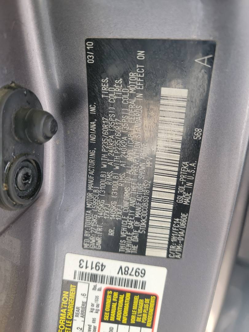 2011 TOYOTA SIENNA — 252000 Miles — Lot 018152 — Main - Marhaba Auctions Used Cars - Image 10