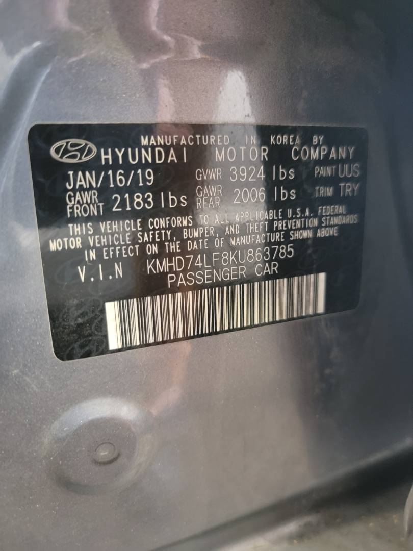 2019 HYUNDAI ELANTRA — 98651 Miles — Lot 863785 - Marhaba Auctions Used Cars - Image 9