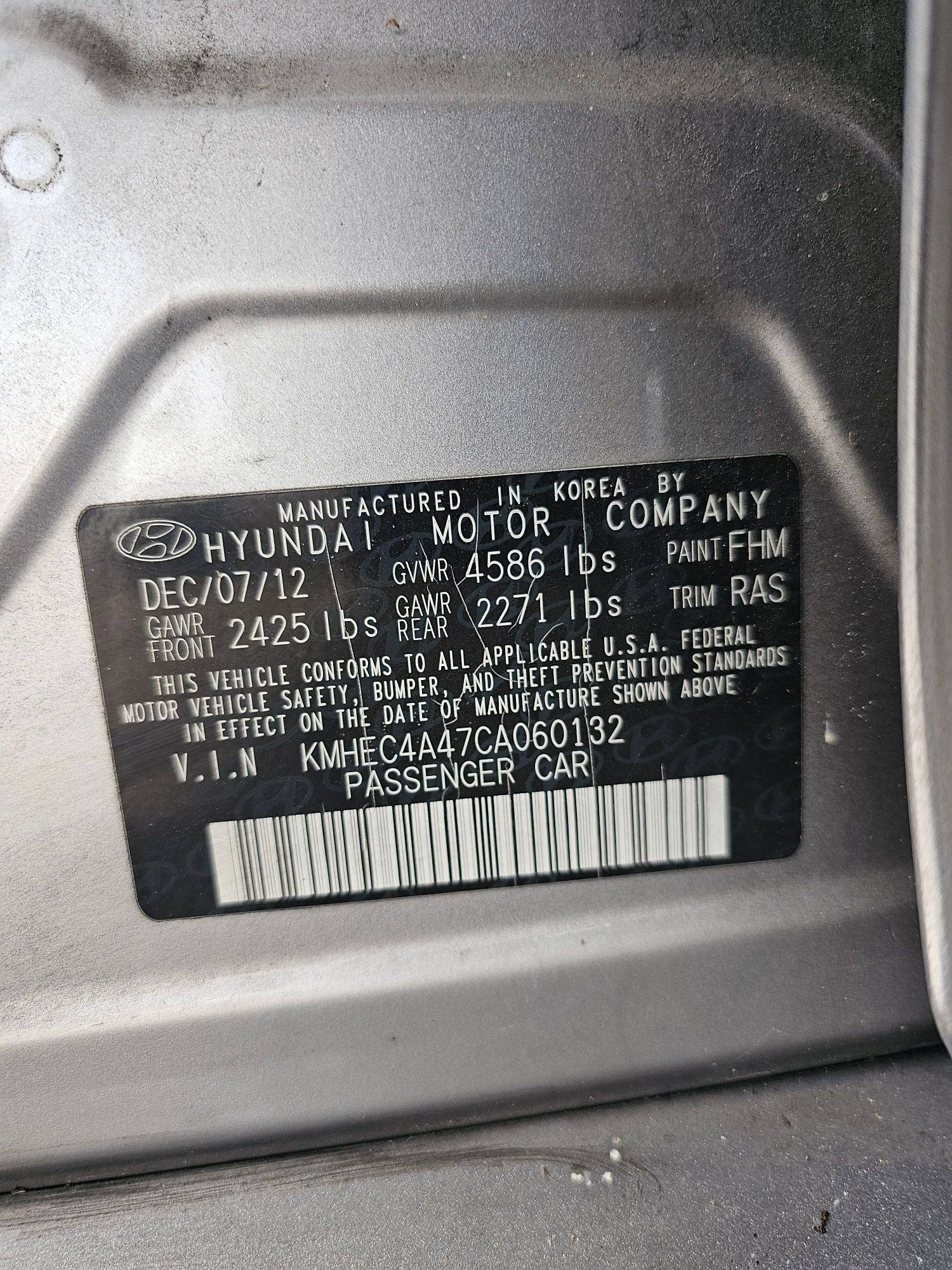 2012 HYUNDAI SONATA — 111293 Miles — Lot A47CA060132 — Souq - Marhaba Auctions Used Cars - Image 9