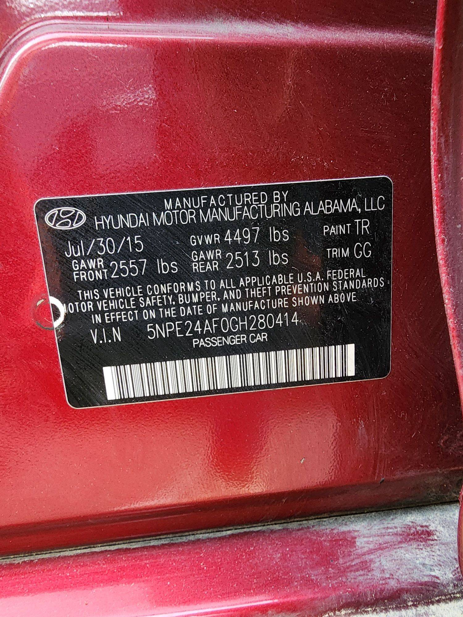 2016 HYUNDAI SONATA — 189361 Miles — Lot 80414 — Main - Marhaba Auctions Used Cars - Image 9