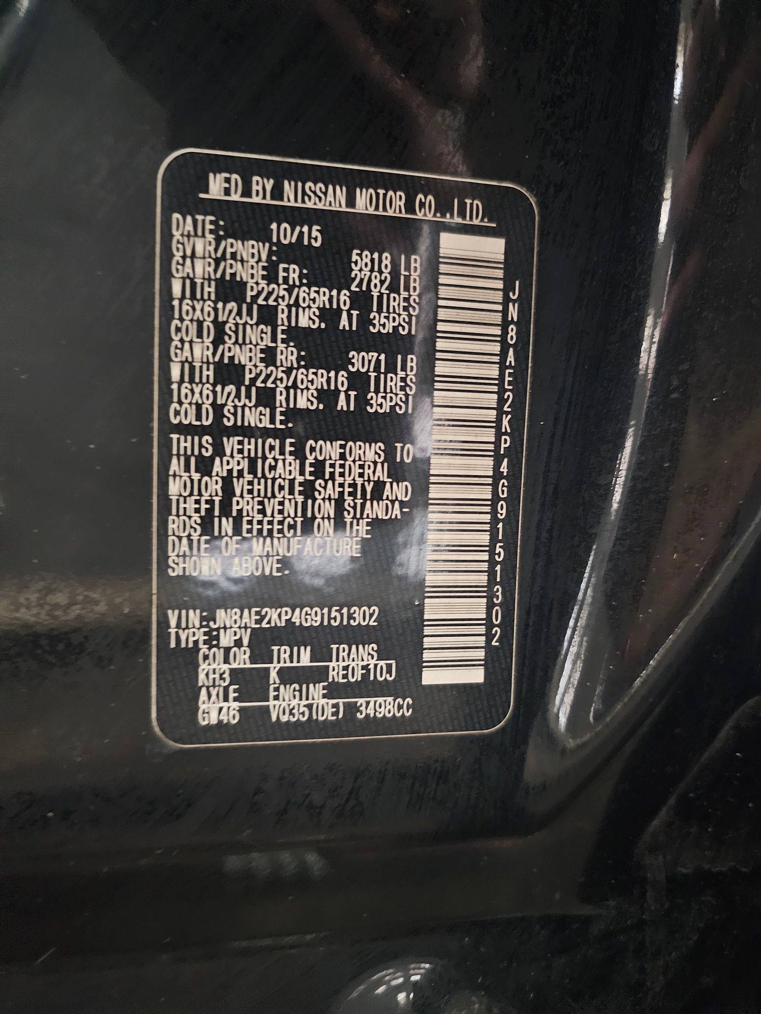 2016 NISSAN QUEST — 144909 Miles — Lot 43360434 — Main - Marhaba Auctions Used Cars - Image 10