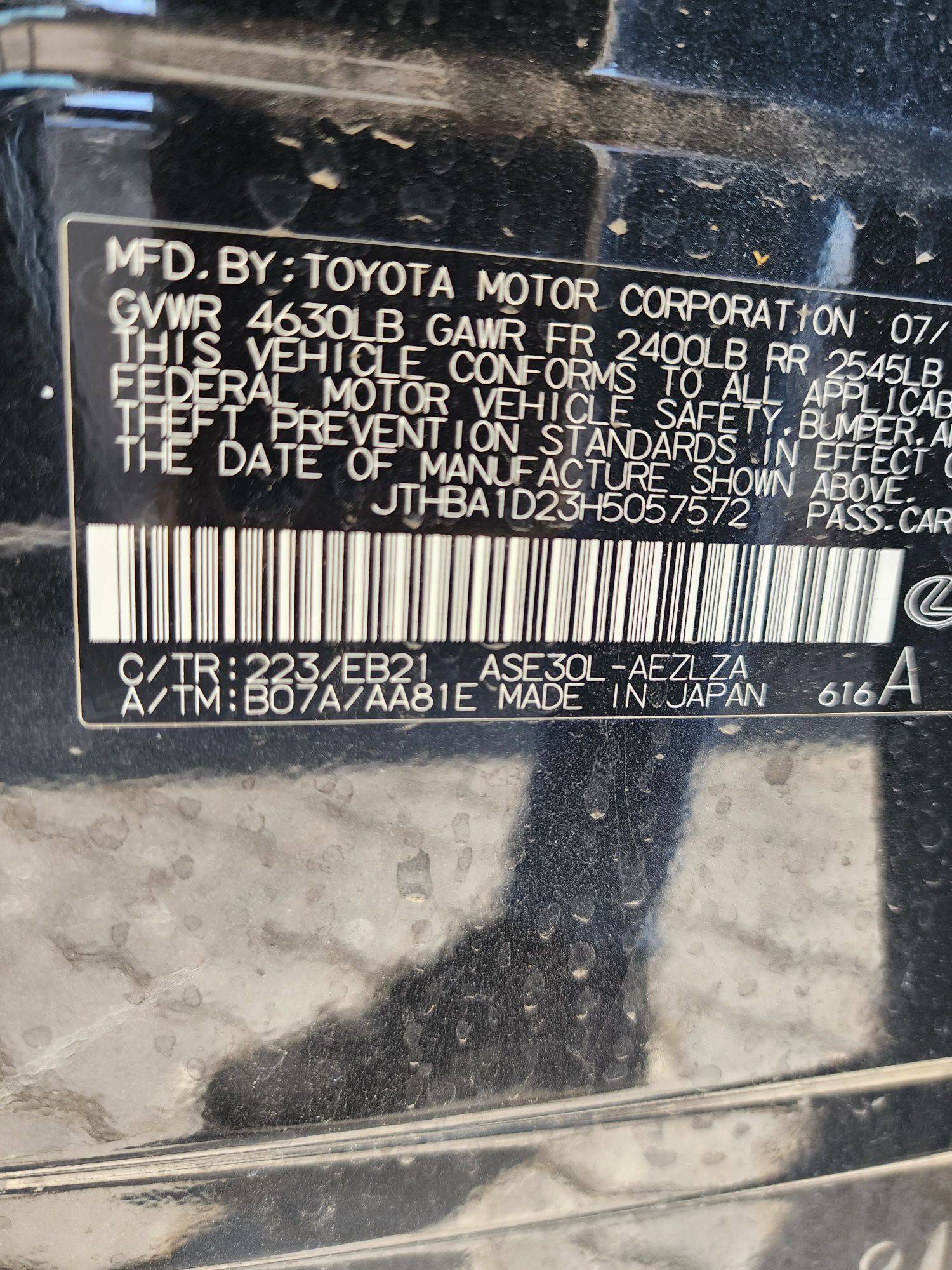 2017 LEXUS IS 200T — 46106 Miles — Lot 48678303 - Marhaba Auctions Used Cars - Image 3