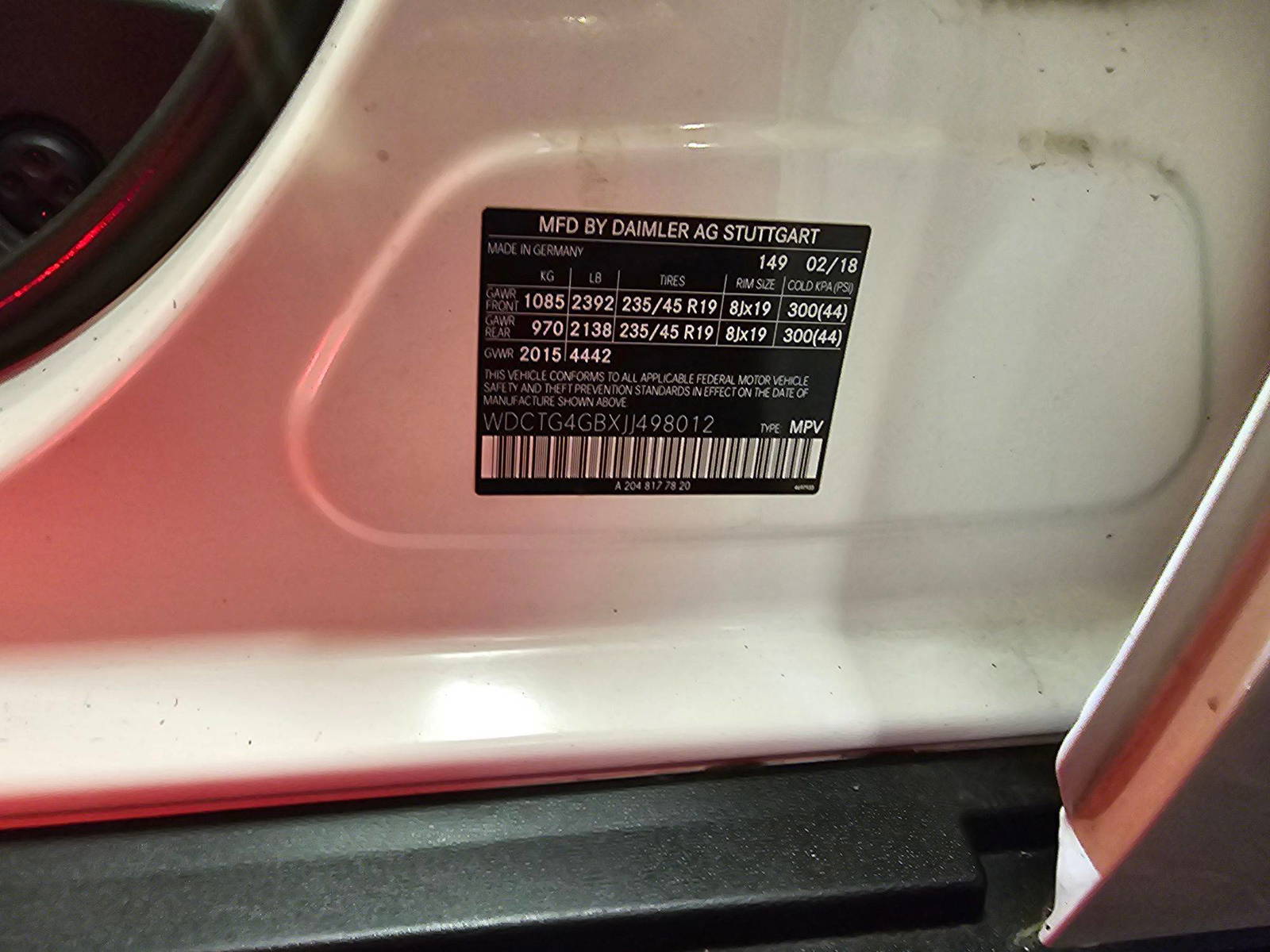 MERCEDES BENZ GLA-250 2018 - Marhaba Auction Used Cars - Image 9