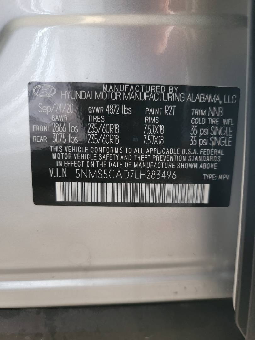 2020 HYUNDAI SANTA FE — 18833 Miles — Lot 83496 - Marhaba Auctions Used Cars - Image 10