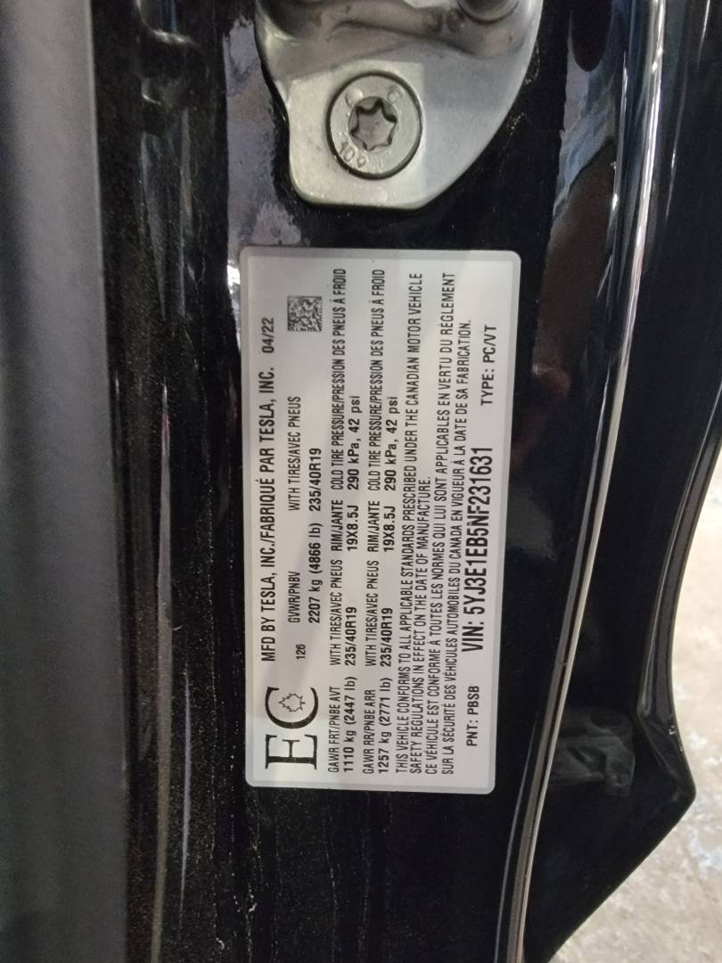 2022 TESLA MODEL 3 — 72989 KM — Lot NF231631 — Main - Marhaba Auctions Used Cars - Image 10