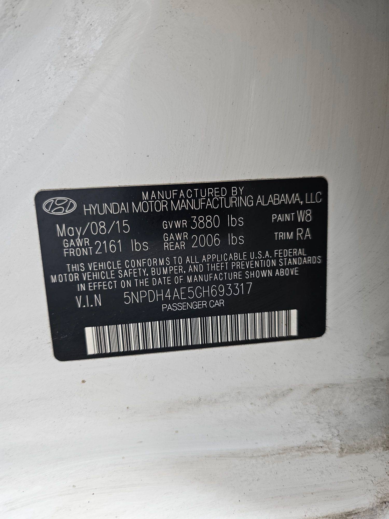2016 HYUNDAI ELANTRA — 130358 Miles — Lot GH693317 — Souq - Marhaba Auctions Used Cars - Image 9