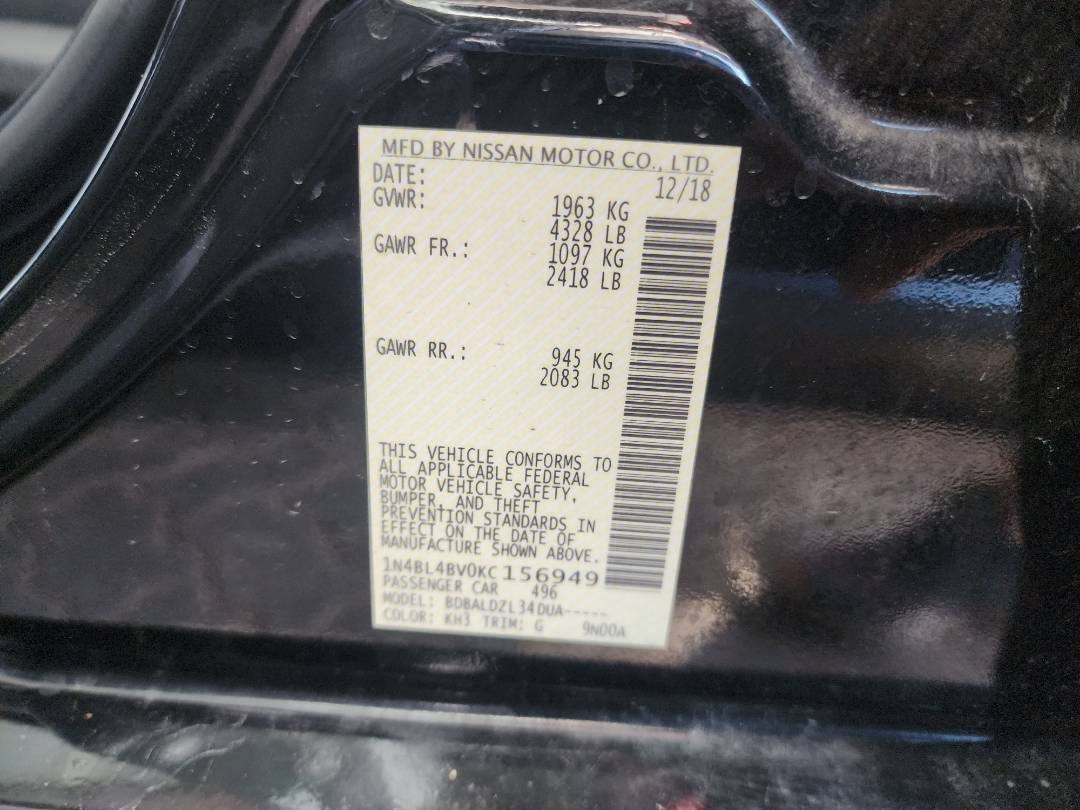 2019 NISSAN ALTIMA — 73916 Miles — Lot 56949 - Marhaba Auctions Used Cars - Image 3