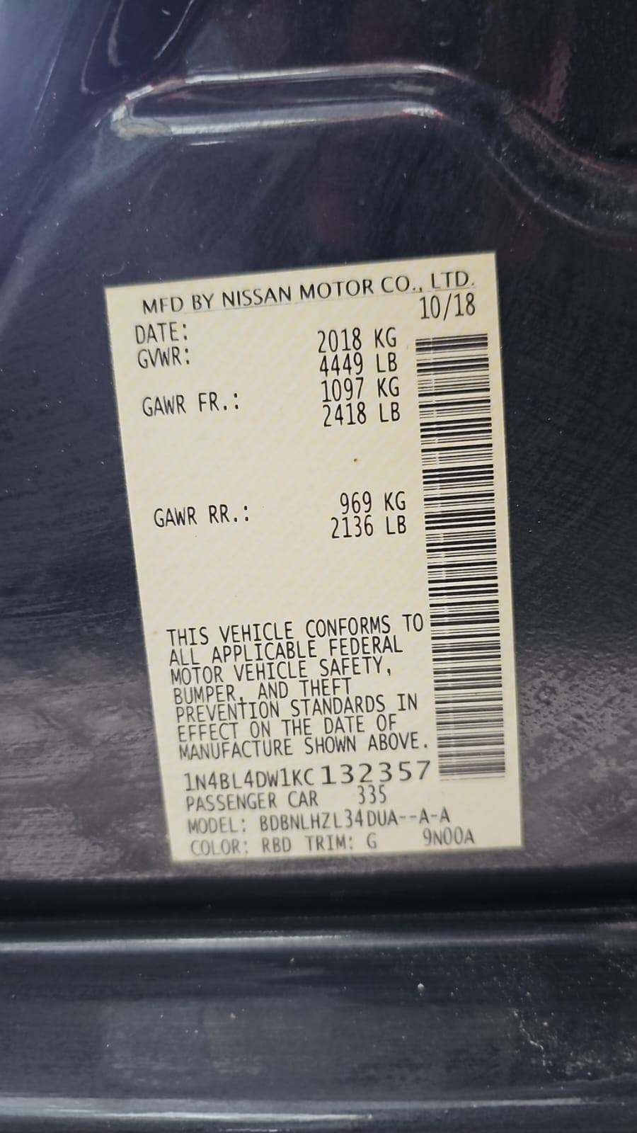 NISSAN ALTIMA 2019 - Marhaba Auction Used Cars - Image 5