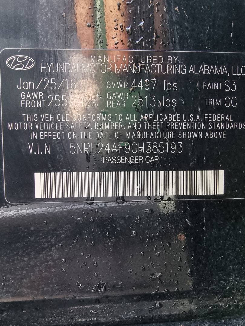 2016 HYUNDAI SONATA — 173938 Miles — Lot 125478 — Ind. 12 - Marhaba Auctions Used Cars - Image 9
