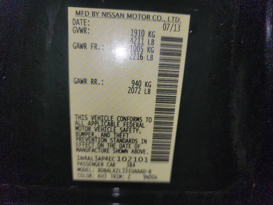 2014 NISSAN ALTIMA — 83999 Miles — Lot 102101 - Marhaba Auctions Used Cars - Image 10