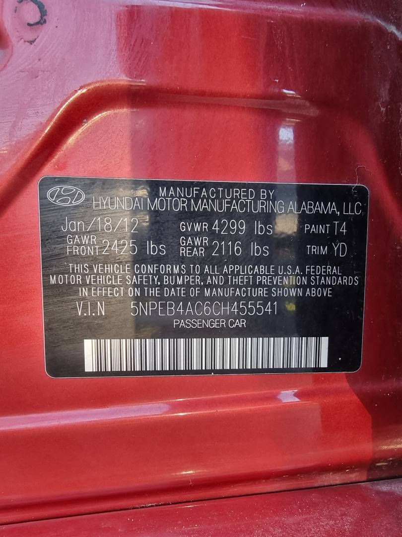 2012 HYUNDAI SONATA — 92885 Miles — Lot 125487 — Ind. 12 - Marhaba Auctions Used Cars - Image 9