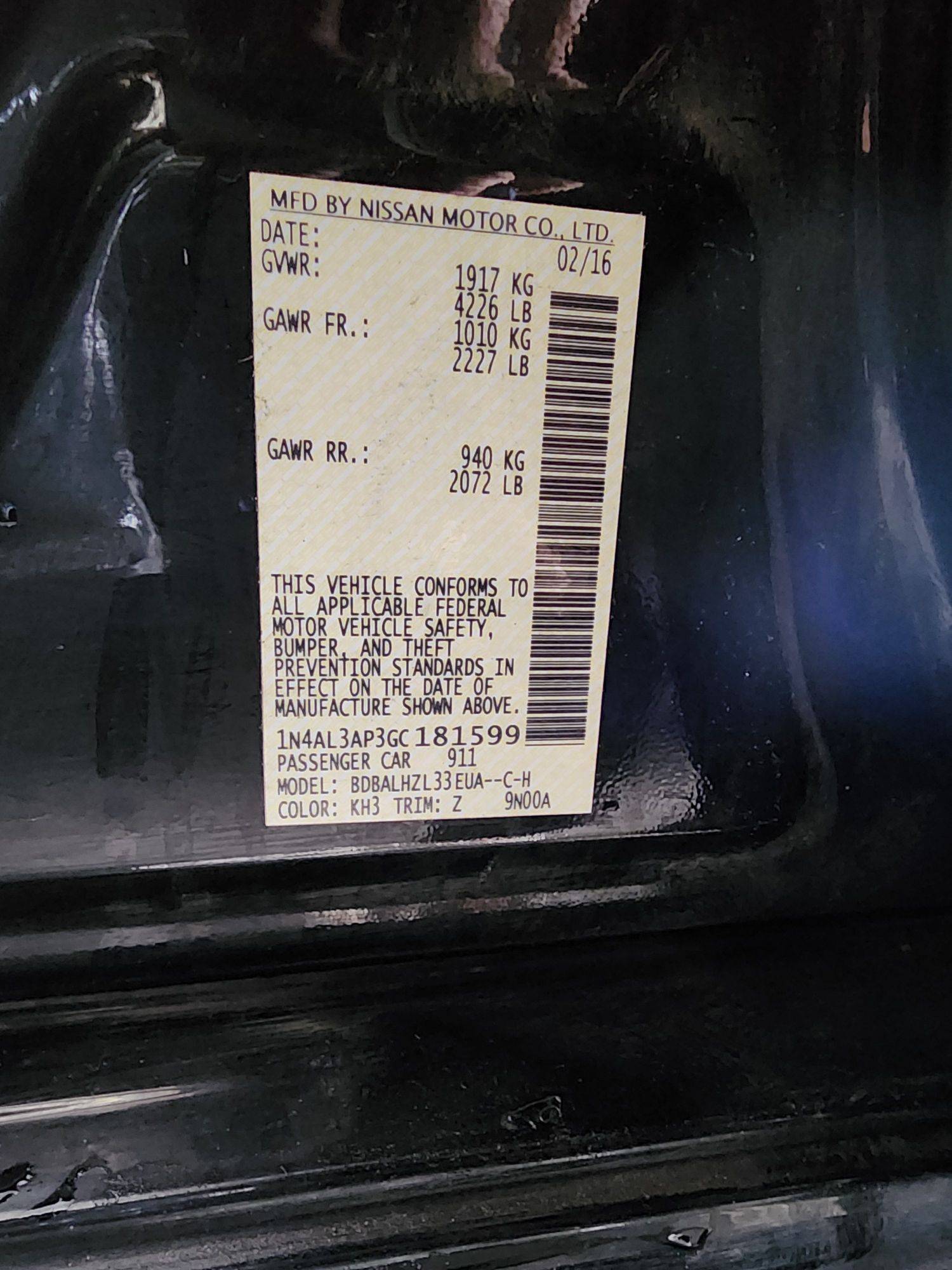 2016 NISSAN ALTIMA — 178808 Miles — Lot 81599 — Souq - Marhaba Auctions Used Cars - Image 9