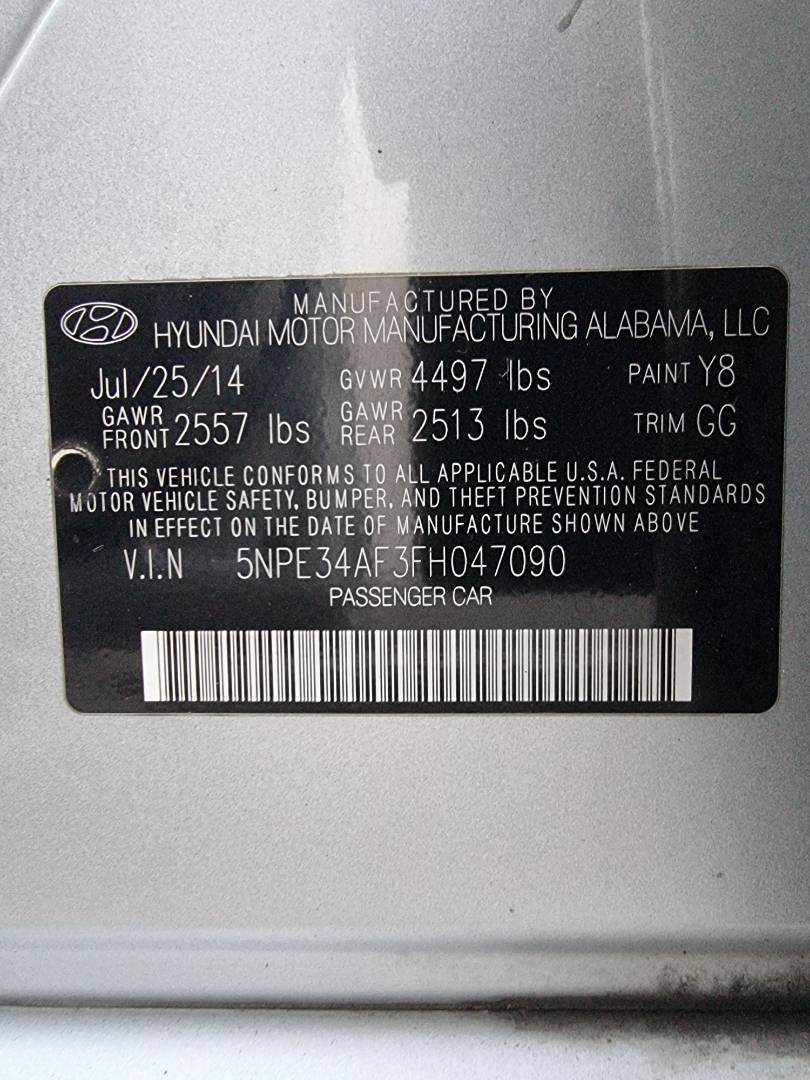 2015 HYUNDAI SONATA — 167388 Miles — Lot 21054178 — Ind. 12 - Marhaba Auctions Used Cars - Image 9