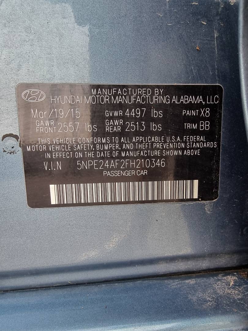 2015 HYUNDAI SONATA — 160055 Miles — Lot 125487 — Ind. 12 - Marhaba Auctions Used Cars - Image 9