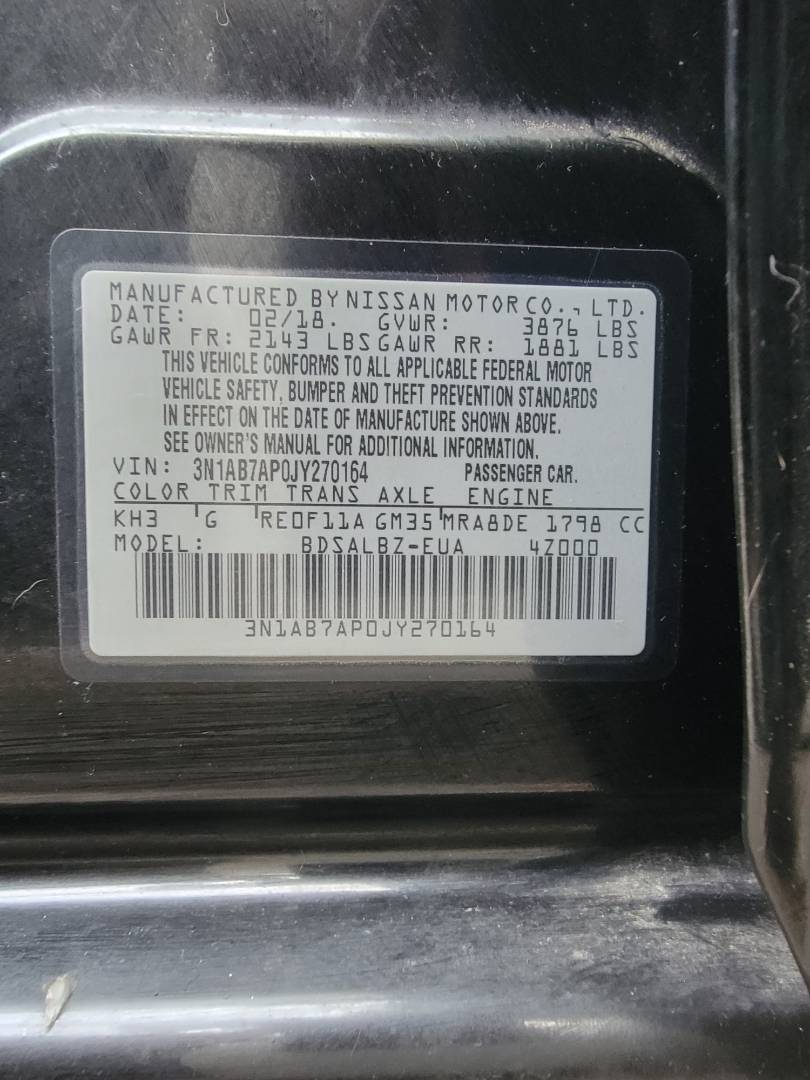 2018 NISSAN SENTRA — 105927 Miles — Lot 50938294 — Main - Marhaba Auctions Used Cars - Image 9