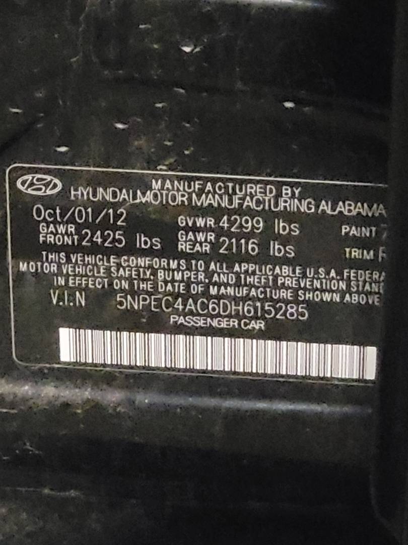 2013 HYUNDAI SONATA — 192073 Miles — Lot H615285 — Ind. 12 - Marhaba Auctions Used Cars - Image 9