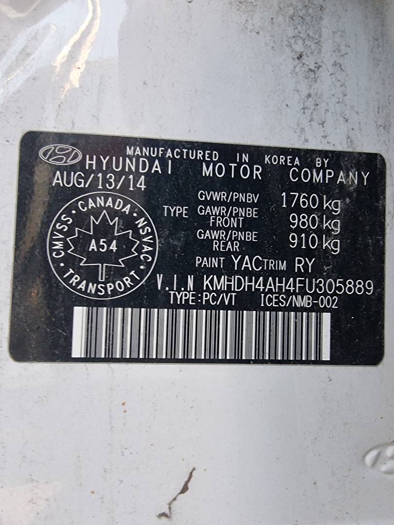 2015 HYUNDAI ELANTRA — 297474 KM — Lot 1234587 — Ind. 12 - Marhaba Auctions Used Cars - Image 10