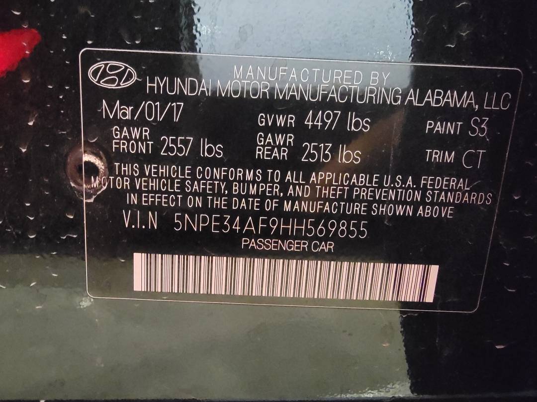 2017 HYUNDAI SONATA — 169894 Miles — Lot H569855 — Main - Marhaba Auctions Used Cars - Image 11