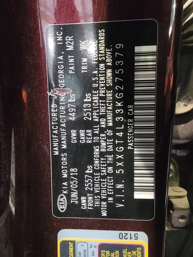 2019 KIA OPTIMA — 165421 Miles — Lot 275379 - Marhaba Auctions Used Cars - Image 6