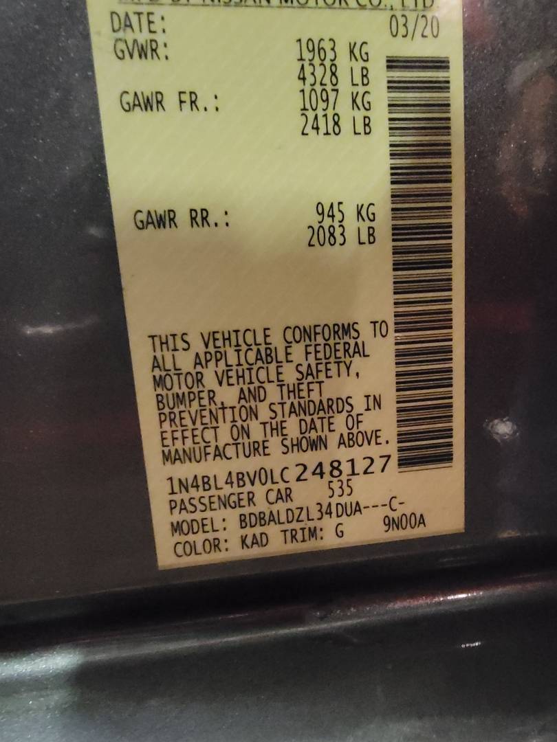 2020 NISSAN ALTIMA — 81032 Miles — Lot C248127 - Marhaba Auctions Used Cars - Image 9