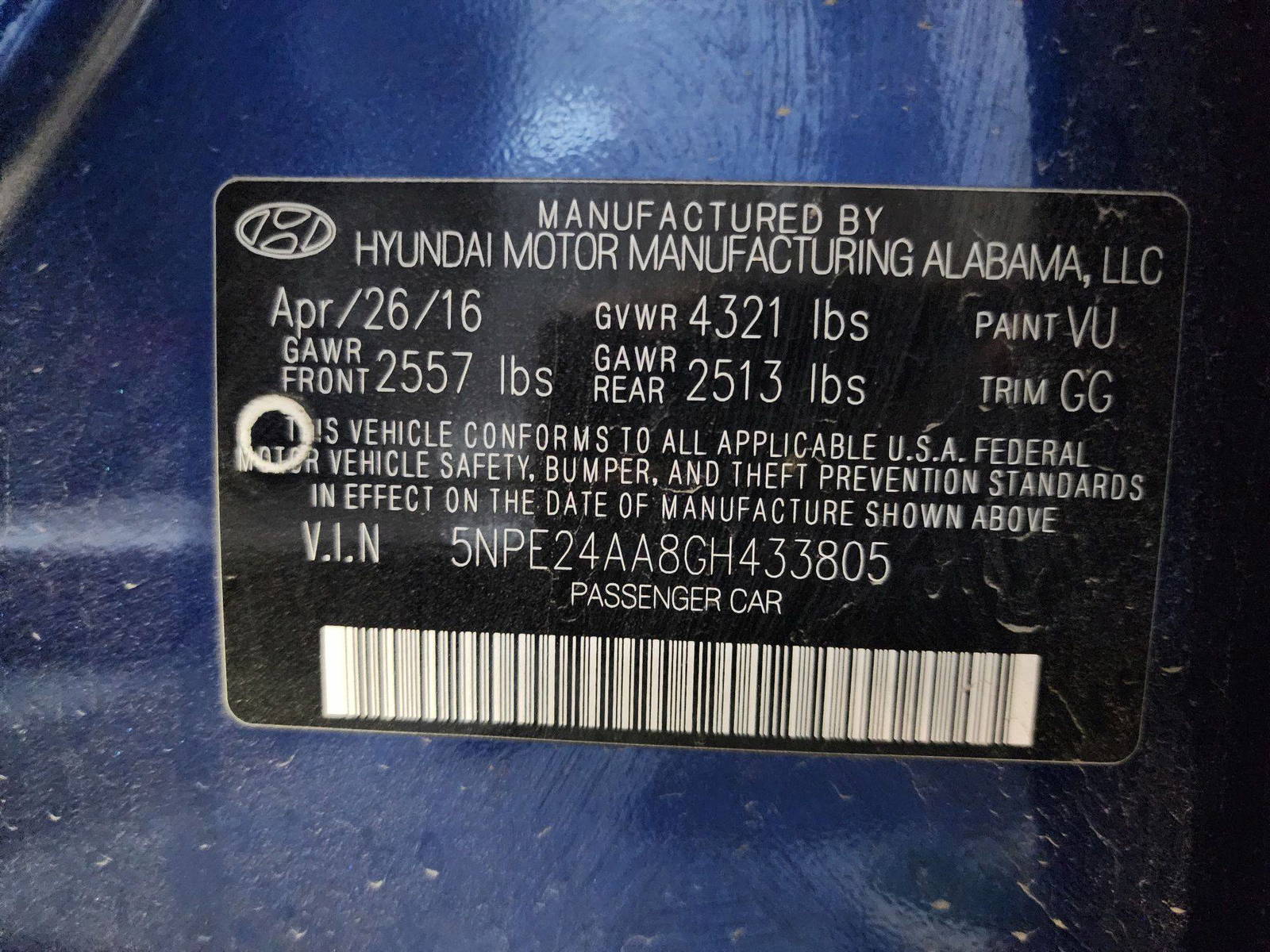 2016 HYUNDAI SONATA — 187637 Miles — Lot 72454314 — Al Quoz - Marhaba Auctions Used Cars - Image 10