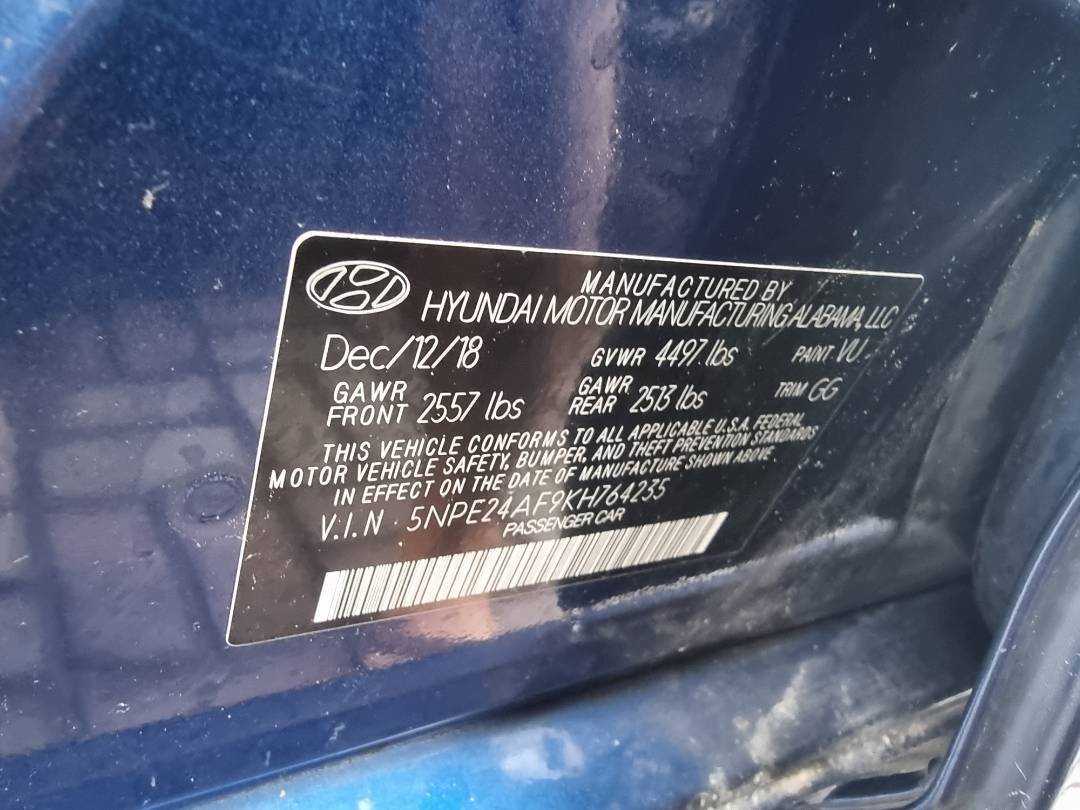 2019 HYUNDAI SONATA — 111593 Miles — Lot 764235 — Ind. 12 - Marhaba Auctions Used Cars - Image 10