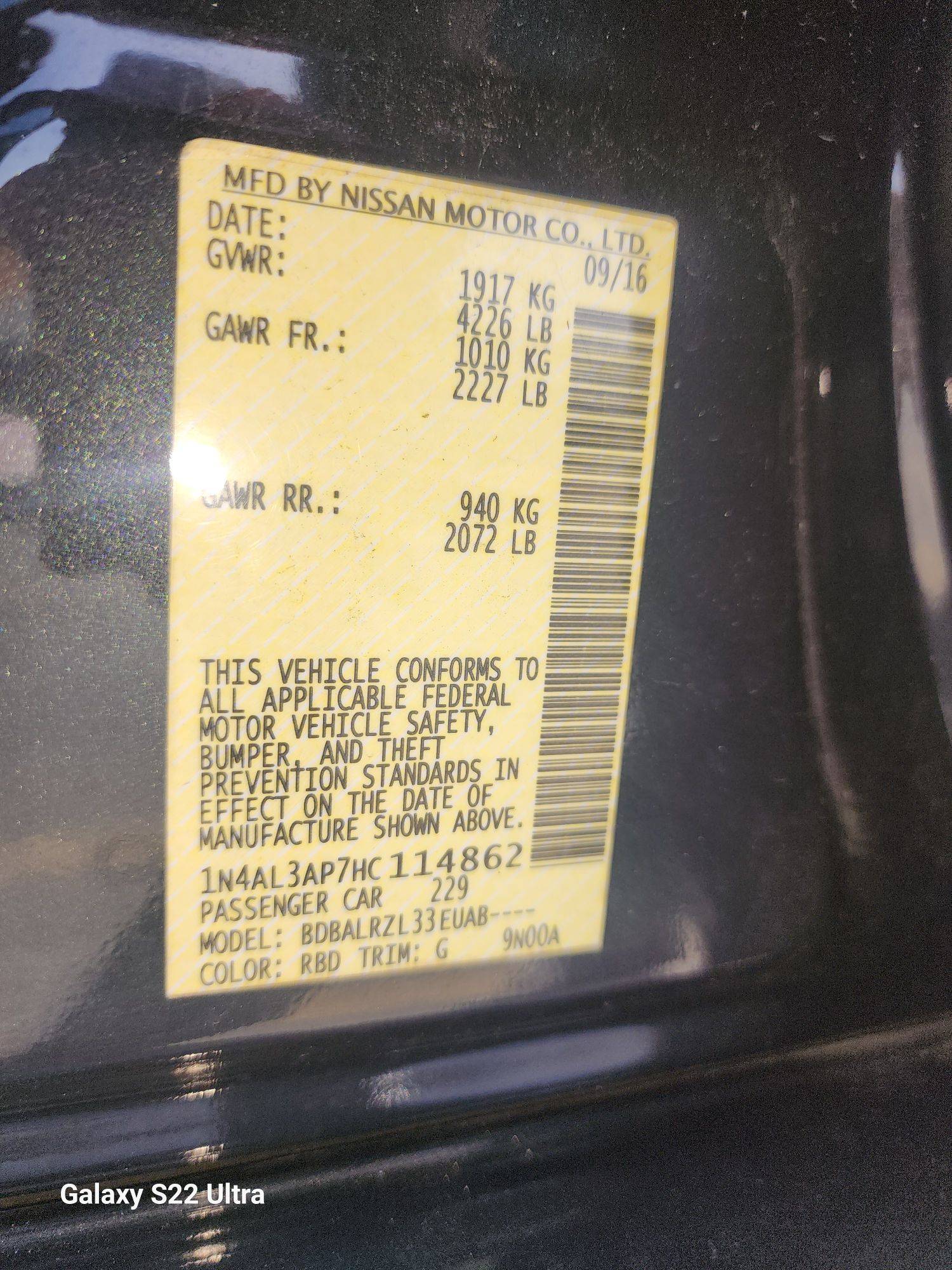 2017 NISSAN ALTIMA — 143899 Miles — Lot 38352654 - Marhaba Auctions Used Cars - Image 10