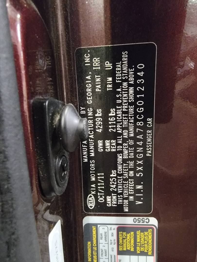 2012 KIA OPTIMA — 151269 Miles — Lot 012340 — Main - Marhaba Auctions Used Cars - Image 11