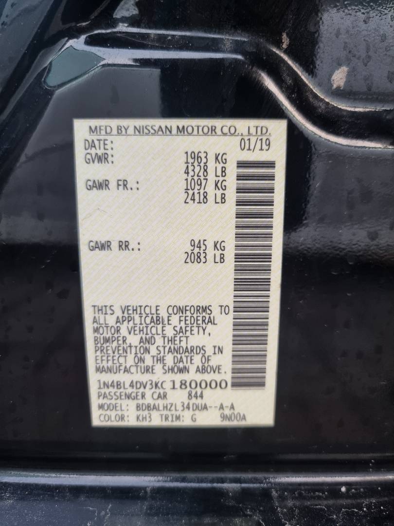 2019 NISSAN ALTIMA — 103073 KM — Lot 125487 — Ind. 12 - Marhaba Auctions Used Cars - Image 9